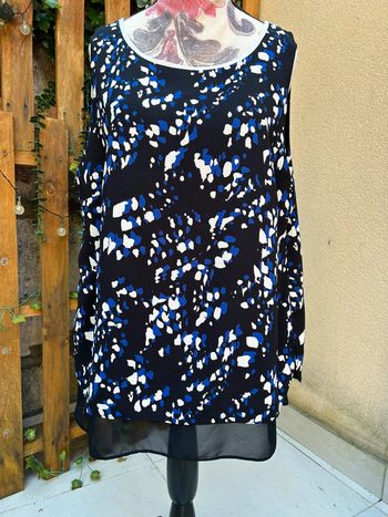 Débardeur haut sans manche noir et bleu - tex taille 44