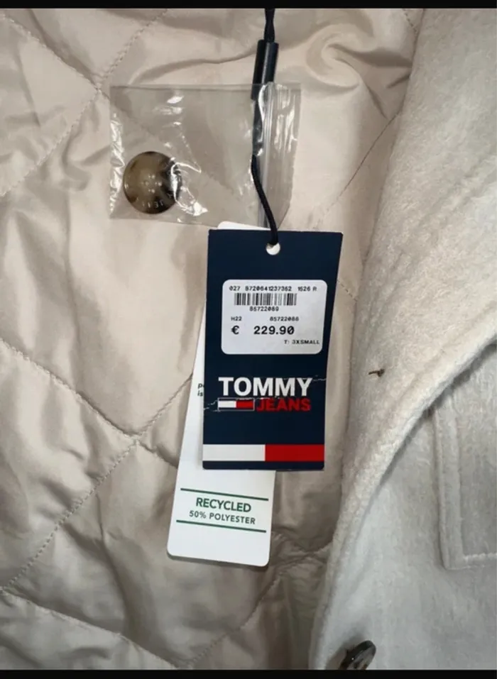 Manteau veste chemise chaude coupe oversize beige crème Tommy Hilfiger neuve - photo numéro 4