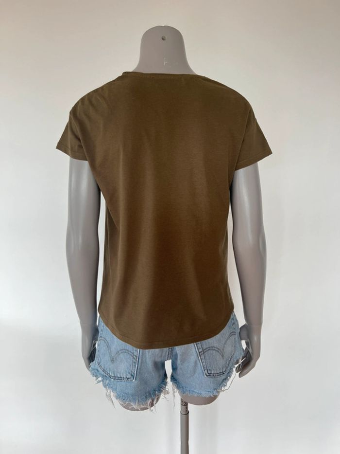 T-shirt kaki uni MANGO - Taille S - Coton bio - photo numéro 2