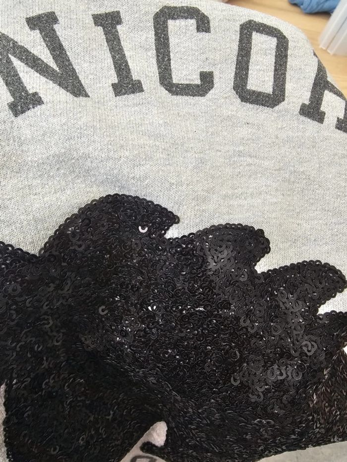 Pull licorne sequins 13 14 ans fille gris - photo numéro 7