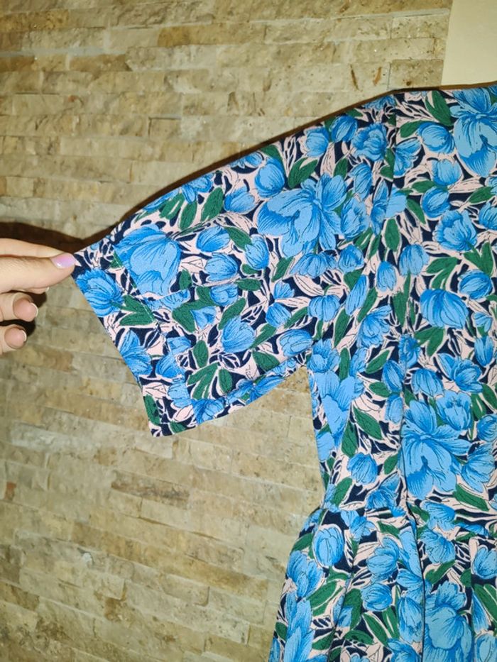 Haut fleuri bleu, rose, vert - photo numéro 3