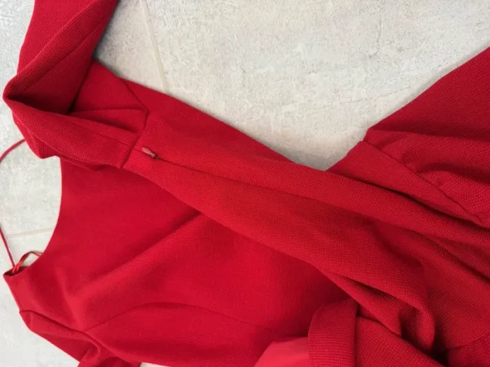 Robe Bash unie rouge en laine et polyester taille 1 soit S parfait état - photo numéro 7