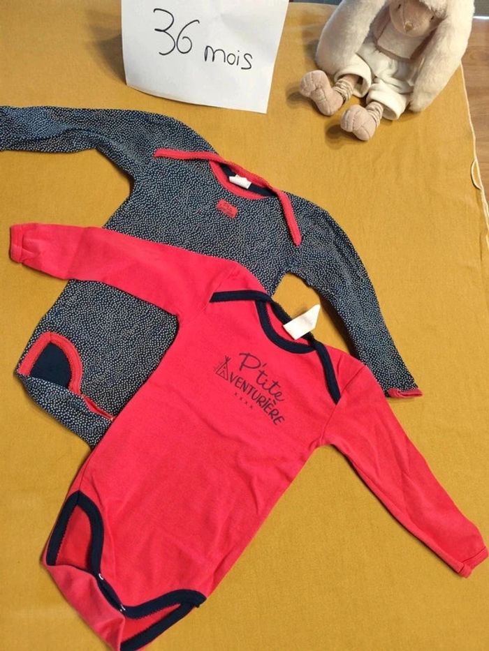 Lot de 2 bodies manches longues 36 mois