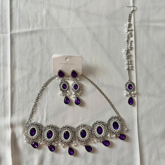 Ensemble parure bijoux violette - photo numéro 2