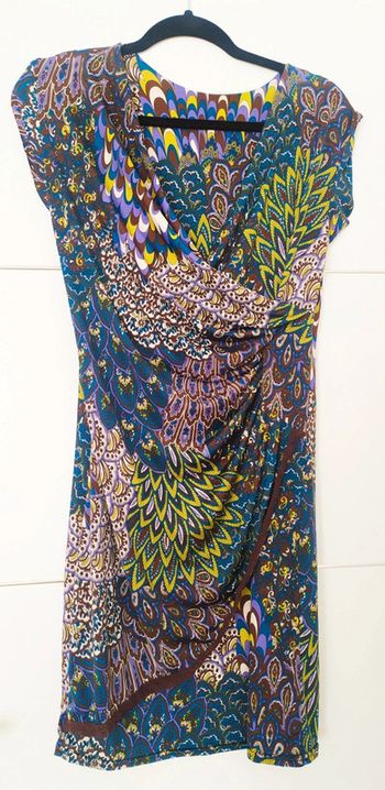 Robe manches courtes cache-coeur multicolore taille M