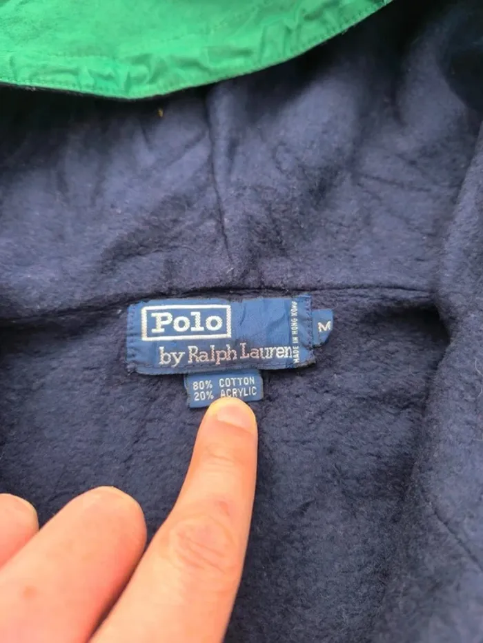 Sweat a capuche zippé homme Ralph Lauren taille M bleu avec capuche verte bon état - photo numéro 3