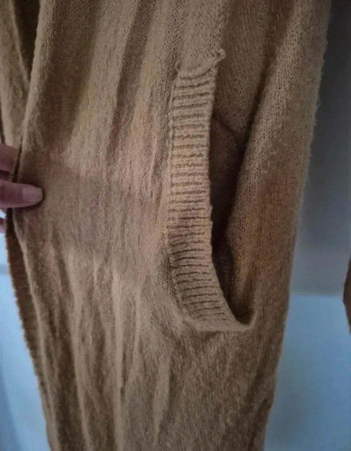Cardigan long avec poches marron - photo numéro 4