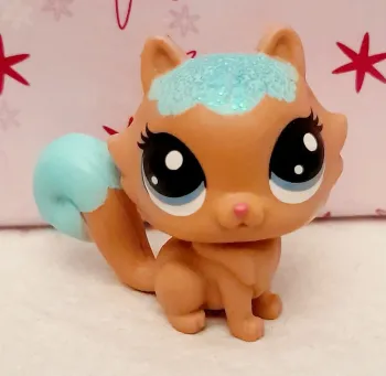 Petite Figurine Littlest Pet Shop Chat marron et bleu ciel