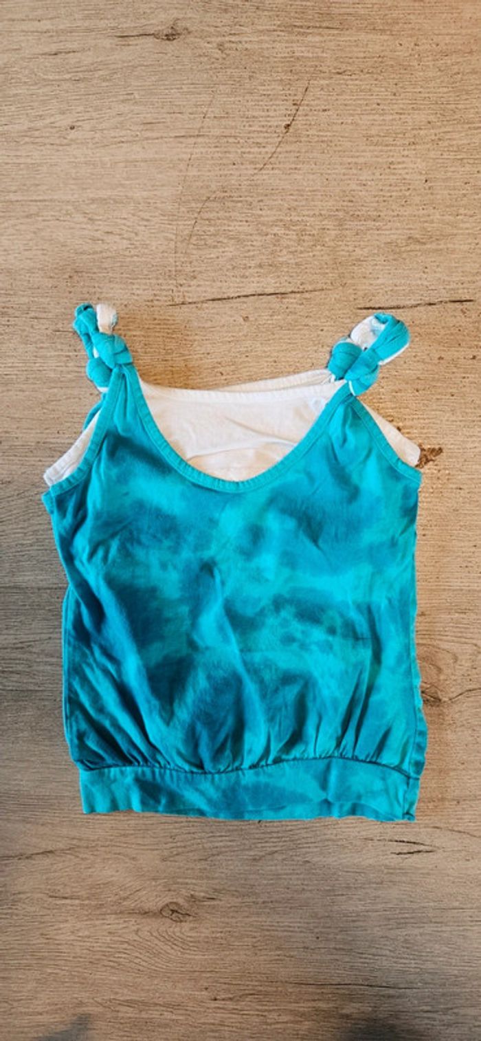 Débardeur turquoise avec t shirt blanc, In Extenso, taille 6 ans - photo numéro 2