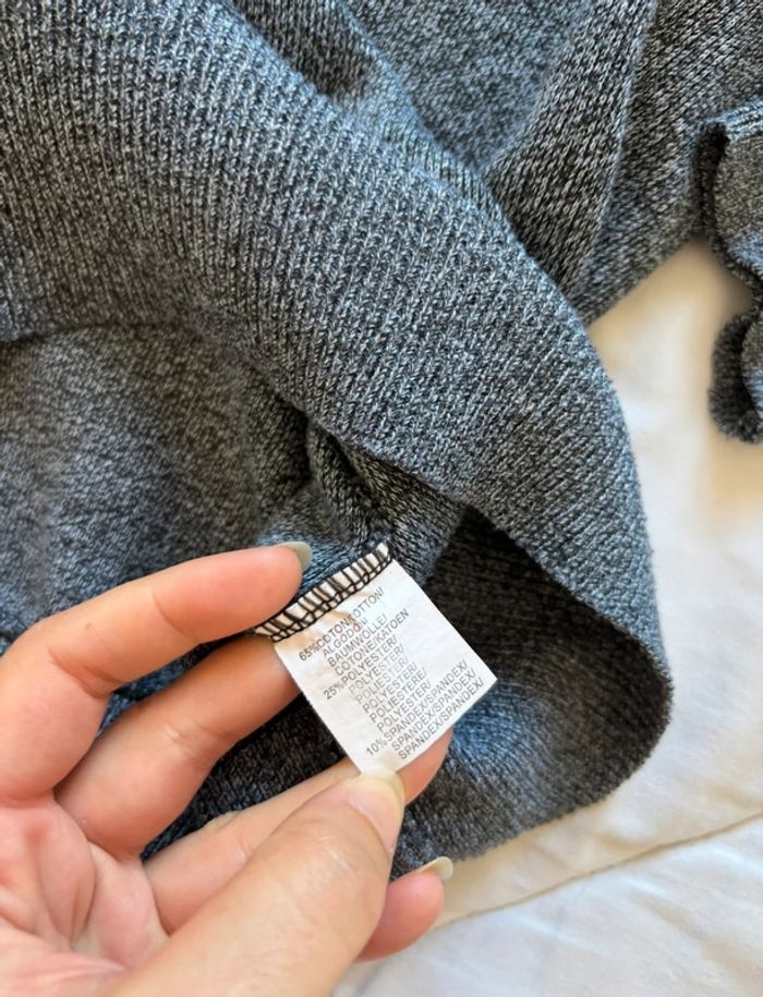 Pull gris noir chine début 2000 y2k homme col V bouton coton taille M - photo numéro 7