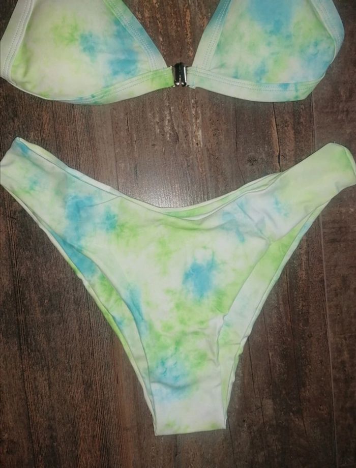 Maillot de bain 2 pièces femme taille S 36 couleur pastels vert turquoise - photo numéro 6