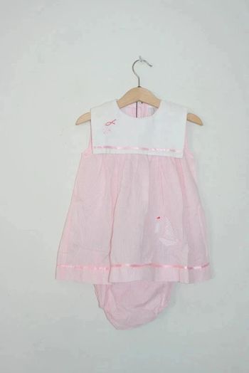 Ensemble robe légère + culotte rayé rose/blanc 2a