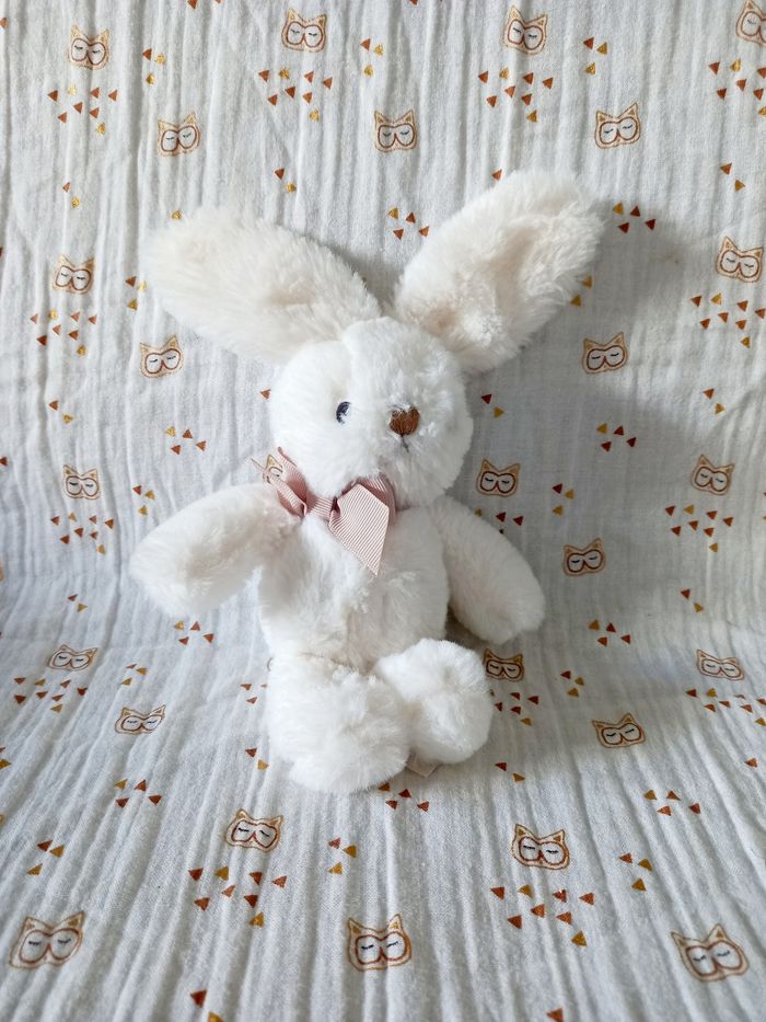 Doudou lapin Artesavi nœud beige