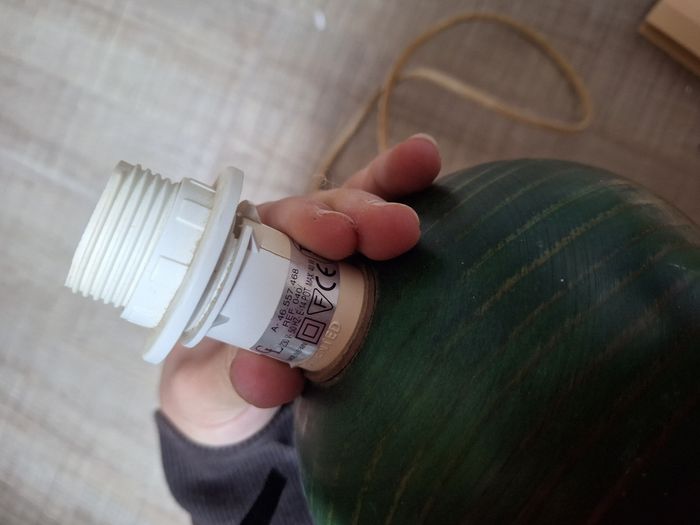 Lampes chevet verte en bois ronde - photo numéro 4