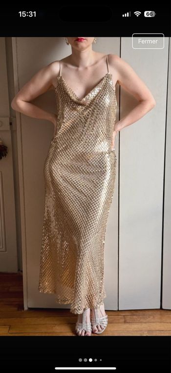 Robe longue dorée Nouvel An - metal mesh - inspiration Rabanne