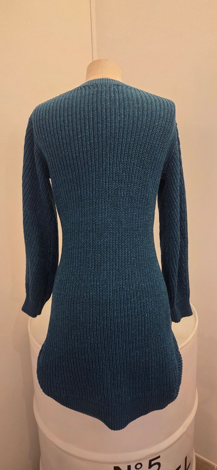 Robe pull Cache Cache bleu canard scintillant  – taille 36 – maille chaude – comme neuve - photo numéro 8