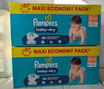 2 packs Pampers taille 3 Baby Dry