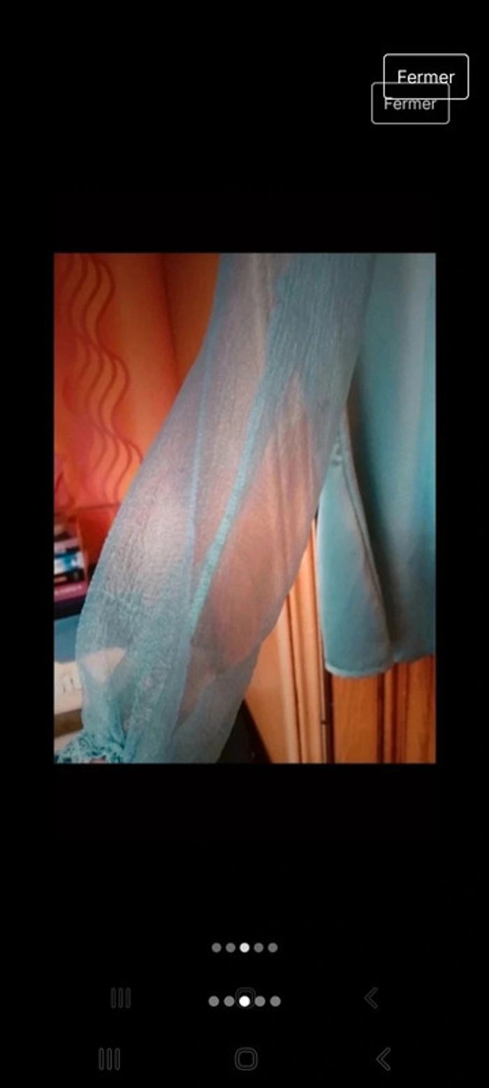 Blouse satinée avec manches en voiles et dentelles - photo numéro 3