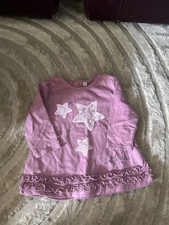 Top manches longues bébé – Mauve – 6 mois - photo numéro 2