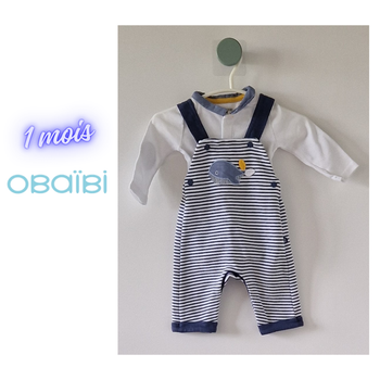 Ensemble Obaïbi Salopette & body - 1 mois