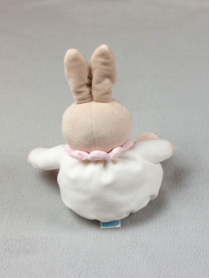 Doudou peluche lapin BEBE KLORANE rose blanc marron beige collerette sos doudou - photo numéro 2