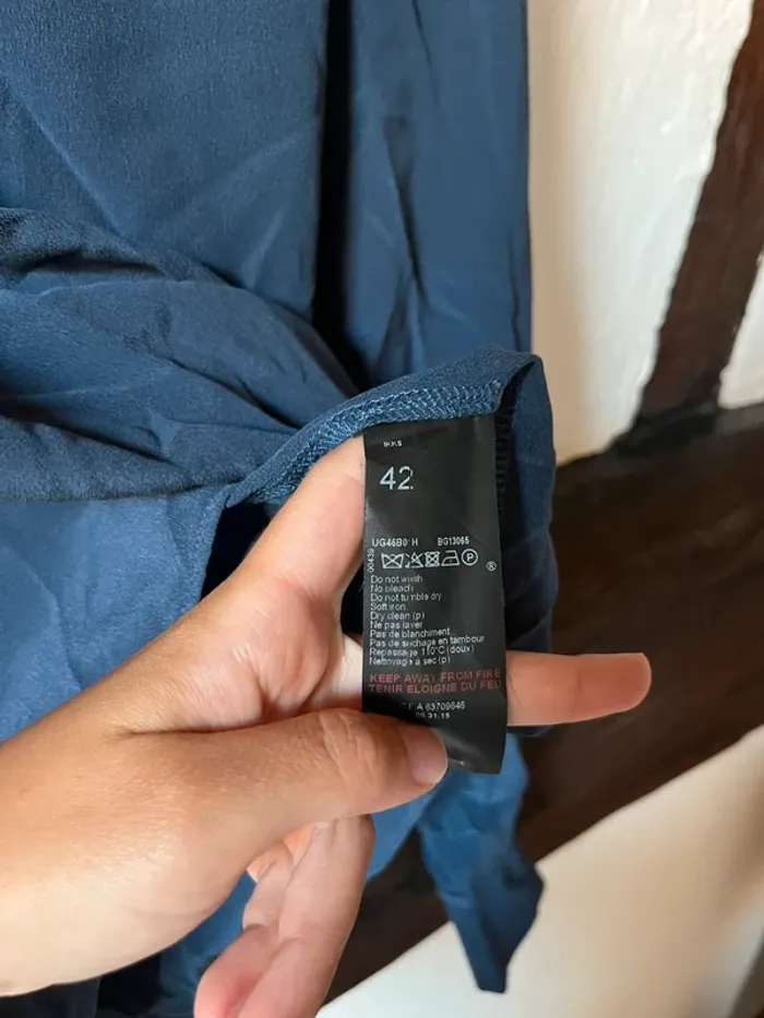 Blouse bleu marine en soie IKKS – T42 - photo numéro 6