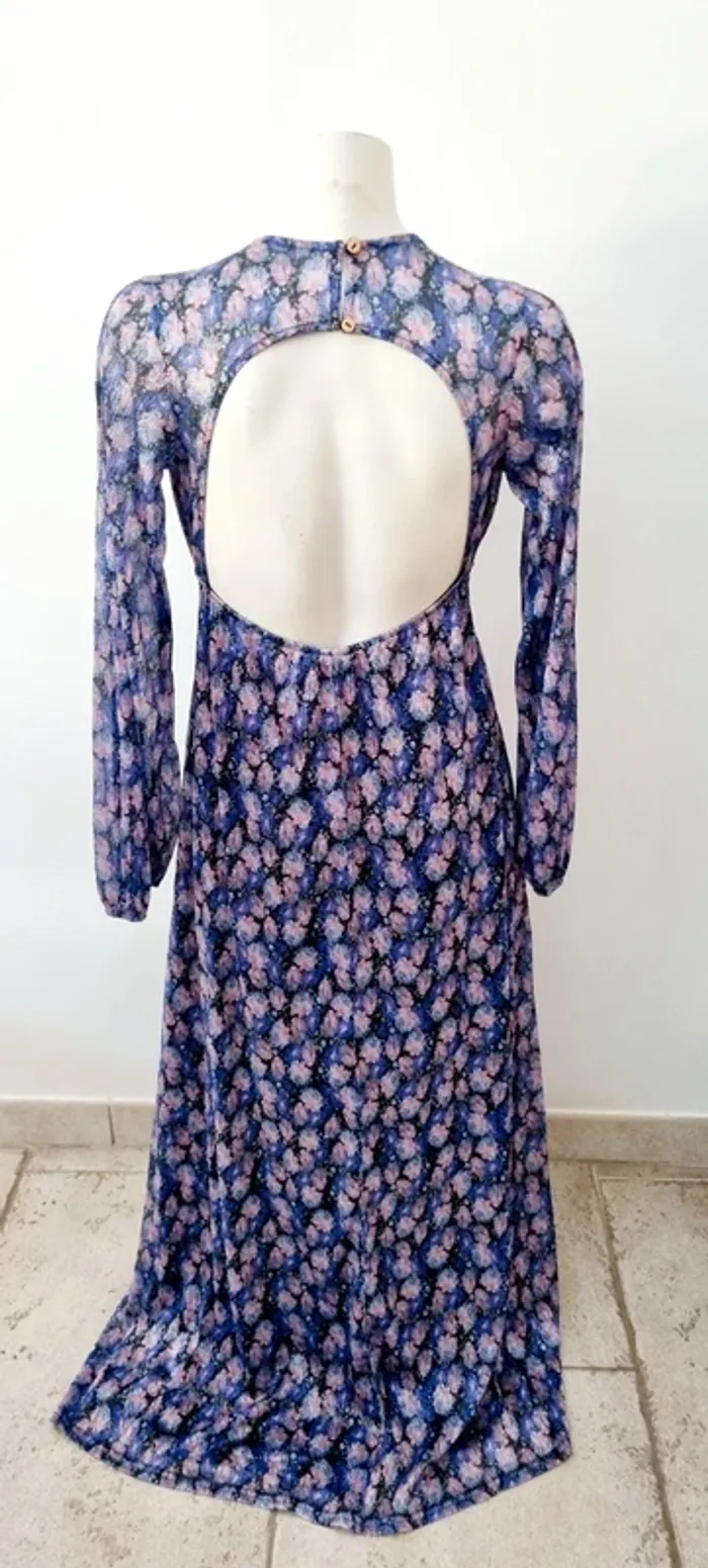 Robe longue maille violette et rose brillante lurex dos nu 38 - photo numéro 5