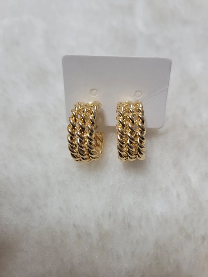 Clips petites créoles acier gold. - photo numéro 4