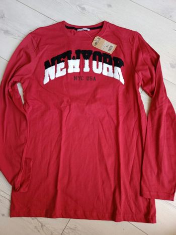 T shirt manche longue rouge imprime