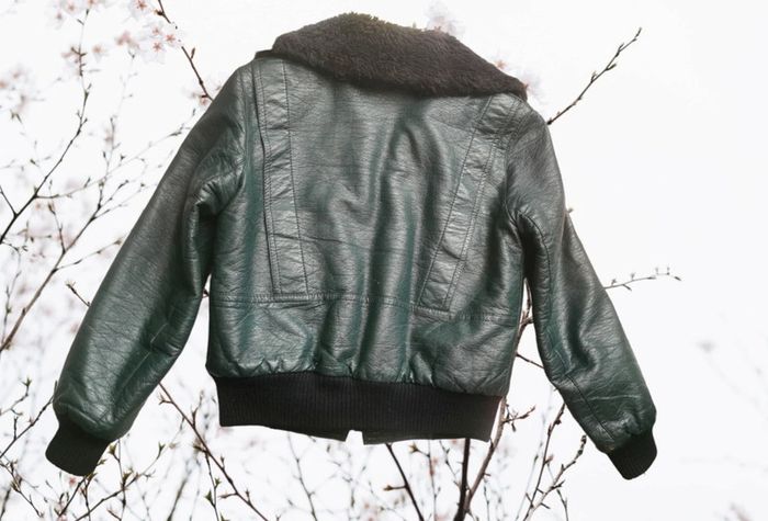 Bombers aviateur cuir enfant vintage vert fonce - photo numéro 4