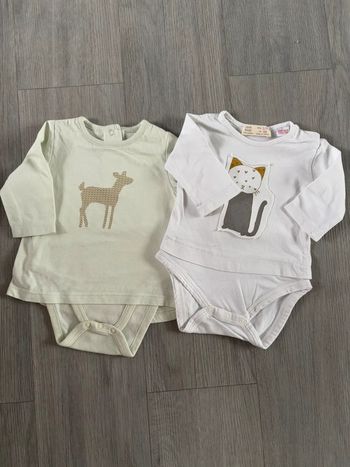 Lot de 2 tee shirt body intégré taille 3 mois