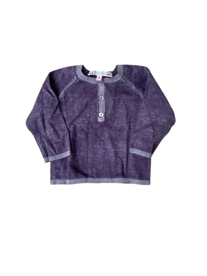 Petit pull en coton violet unisexe 6 mois Bonpoint