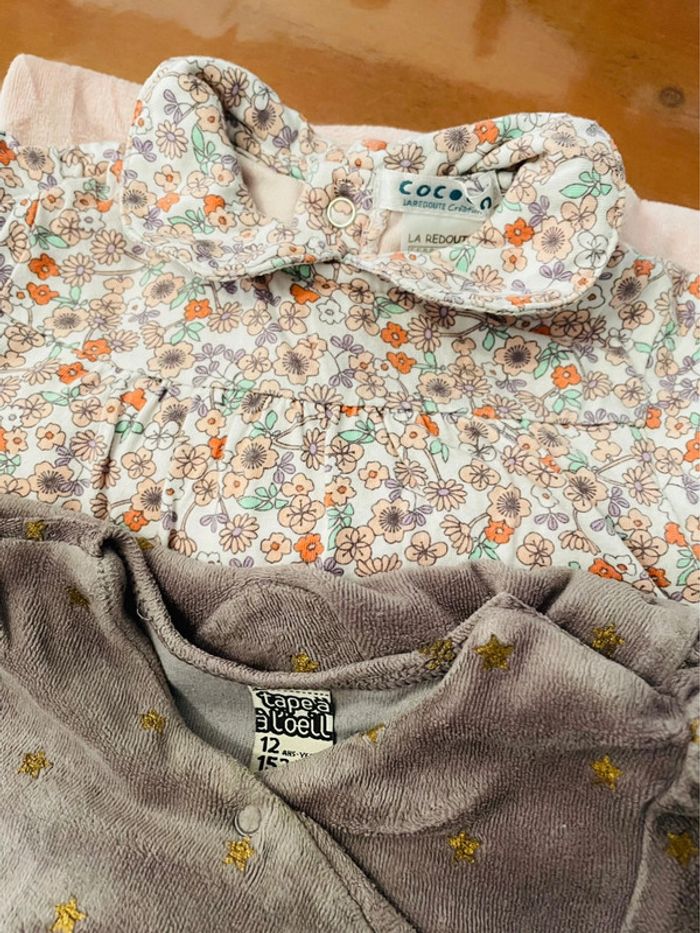 Lot de 4 pyjamas épais/velours 12 mois - photo numéro 3