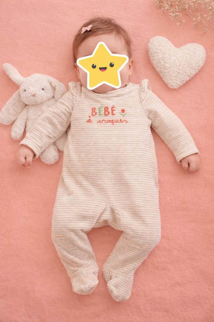 Pyjama velours bébé fille tape à l'oeil 6 mois - photo numéro 1