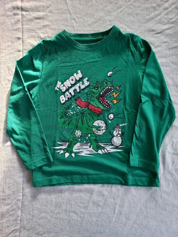 Tee-shirt manches longues Dinosaure Noël garçon 6 ans