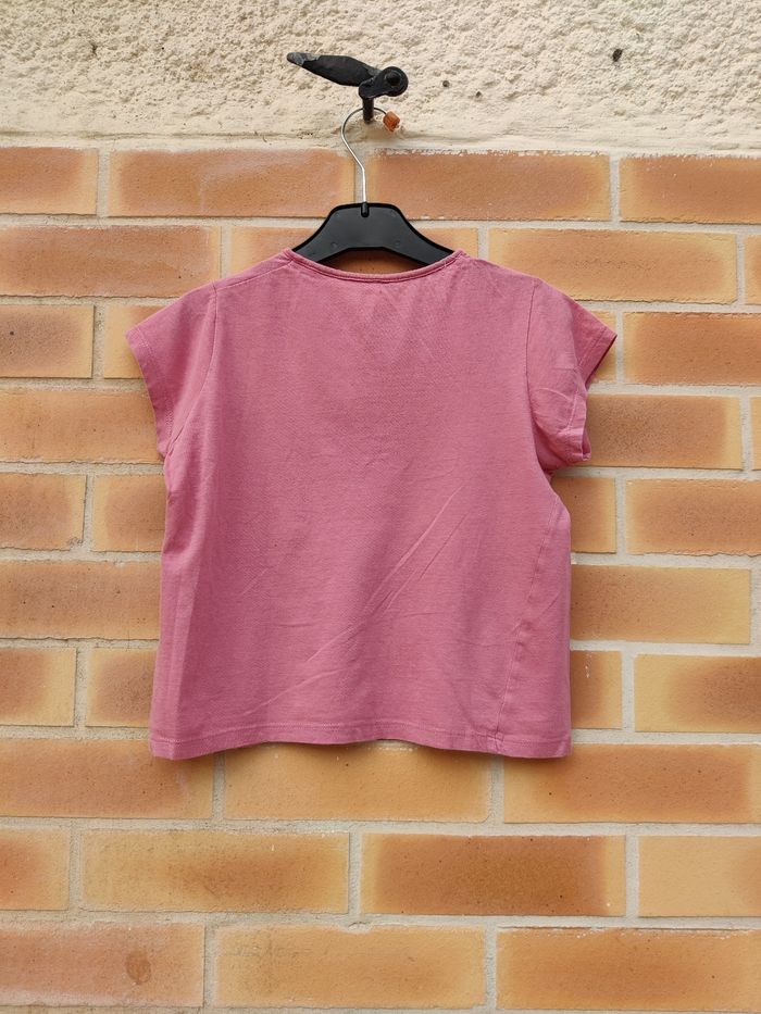 T-shirt fille 8 ans vieux rose en bon état CFK - photo numéro 3