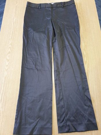 Pantalon huilé femme Mango T38 long 94cm marron rayé beige