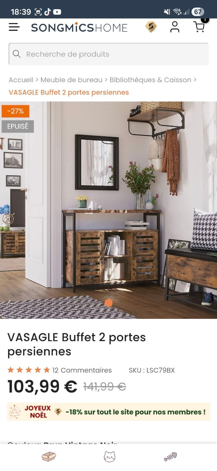 Buffet industriel Vasagle / Songmics - photo numéro 3