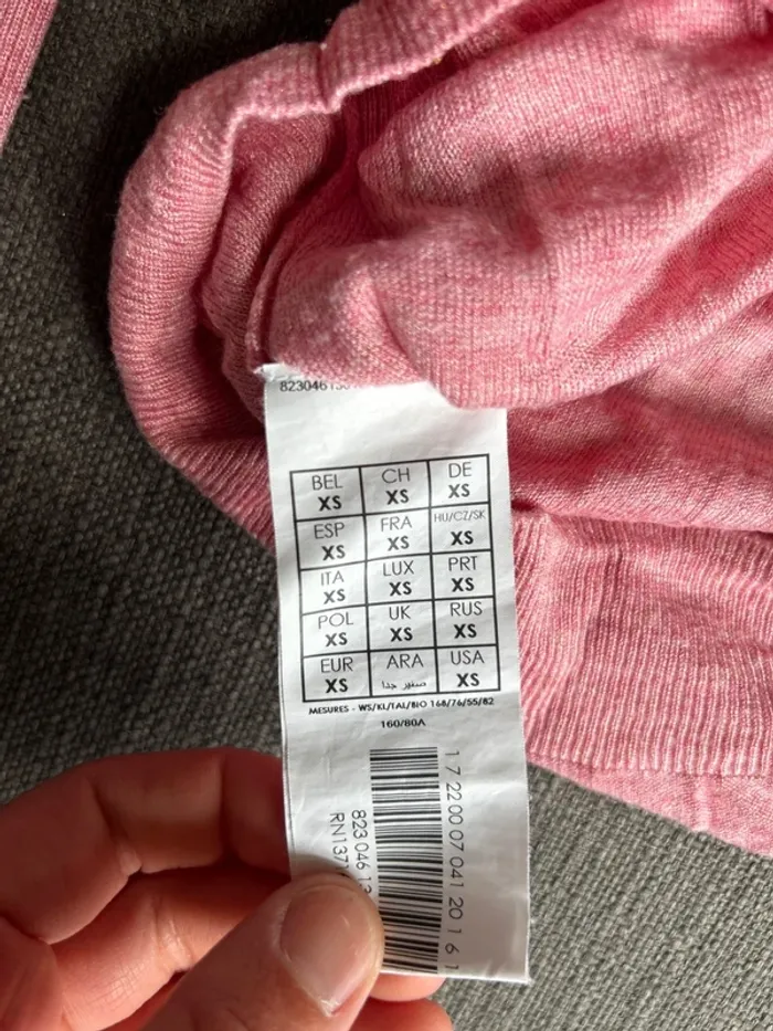 Pull fin col V femme rose à fils brillant, promod taille xs - photo numéro 3