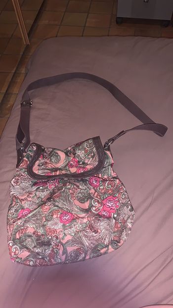 Sac bandoulière SOCO Marron avec rose et aile d’ange