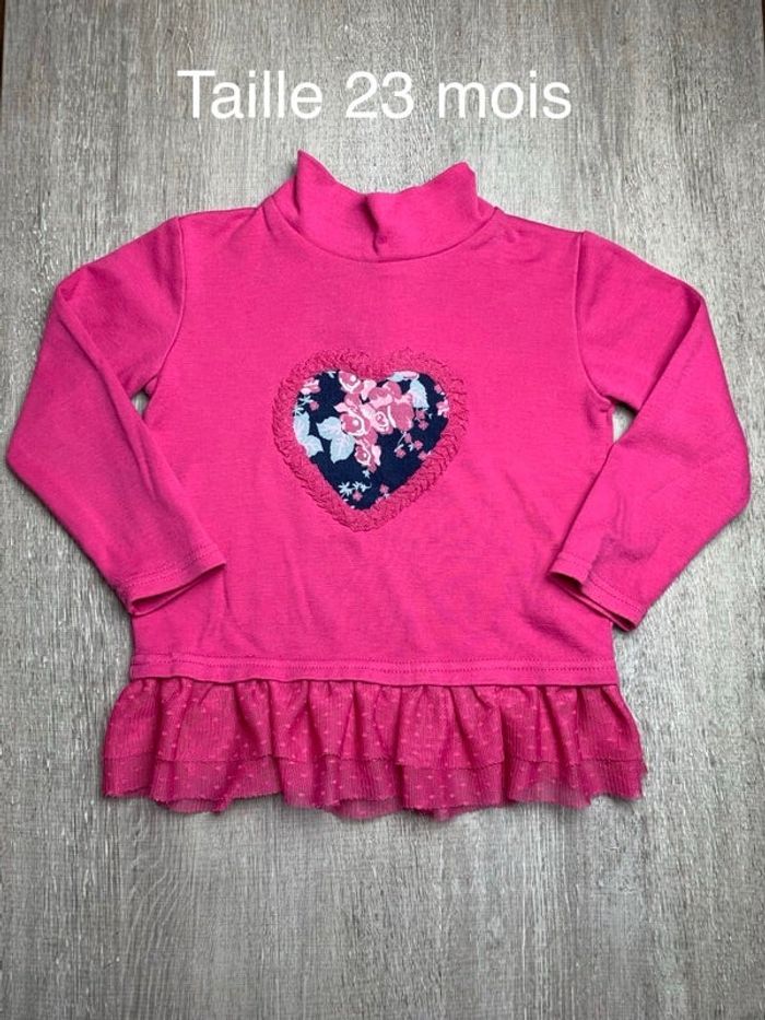 Tunique ML rose avec tulle - taille 23 mois