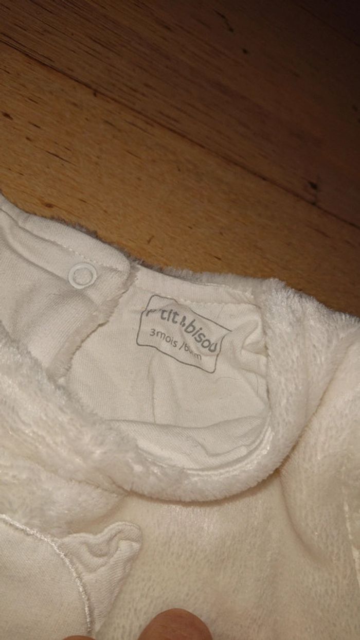 Pyjama 1 piece mi tout doux mi gaze de coton blanc et vert d'eau - photo numéro 3