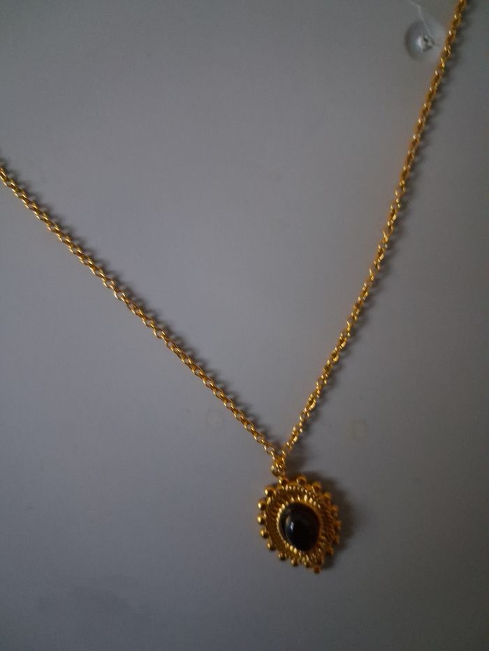 Collier #acierinoxydable doré médaillon solaire noir - photo numéro 4