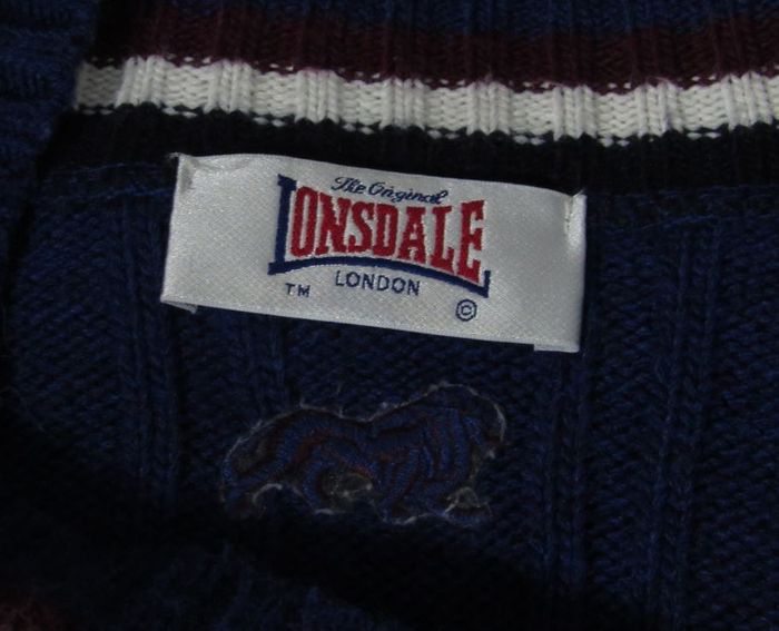 Pull Lonsdale London col V bleu, taille L adulte mixte. - photo numéro 6