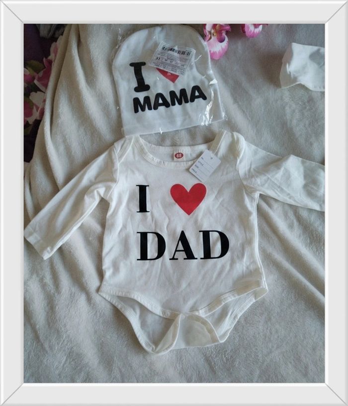 Bodies et bonnets I love maman /I love papa - photo numéro 3