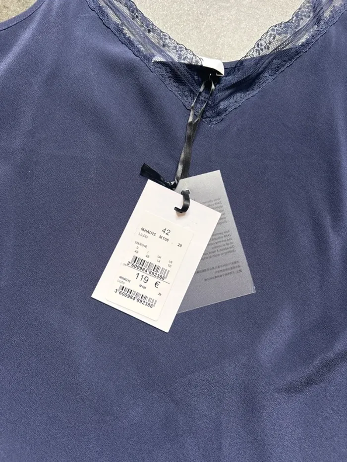 Débardeur top zapa en soie taille 42 bleu - photo numéro 2