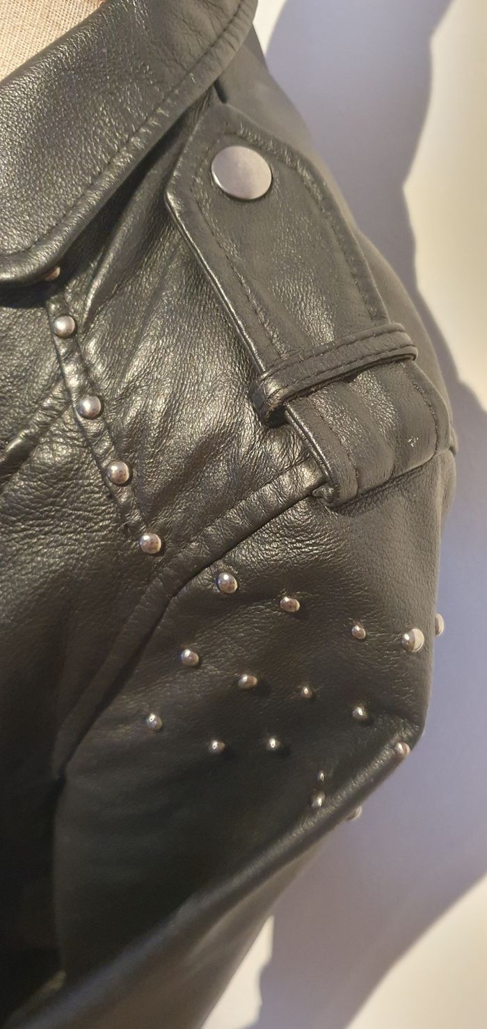 Veste femme style perfecto cuir véritable - photo numéro 7