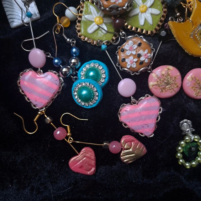 Lot de boucles d'oreilles pendante multicolore artisanale - photo numéro 6