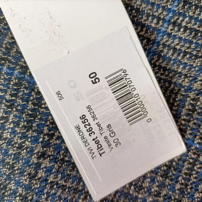 Veste à carreaux en lin Collection Premium - Taille 50 A490 - photo numéro 7