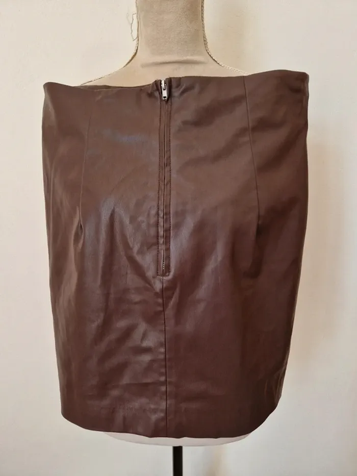 Jupe simili cuir marron h&m taille 44 - photo numéro 4